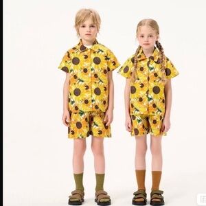 2-pc kids holiday sunflower matching suit set  100%cotton